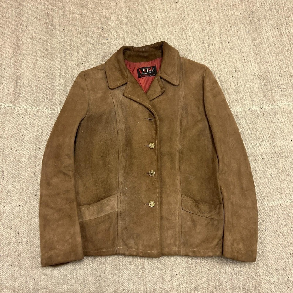 Vintage Victoria Sportswear Suede Jacket Women's Medium 1960s Cossack